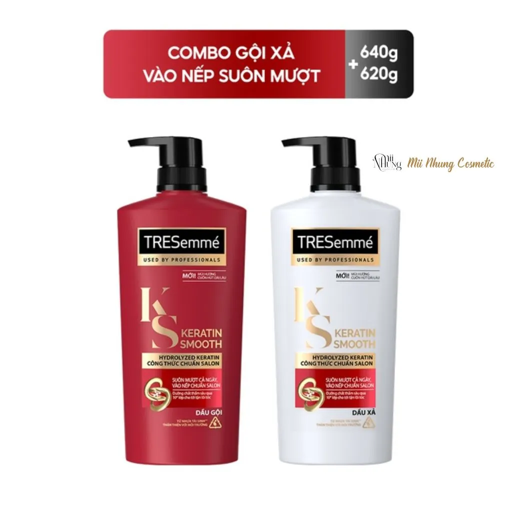 Bộ Gội Xả Tresemme Keratin Vào Nếp Suôn Mượt Chuẩn Salon