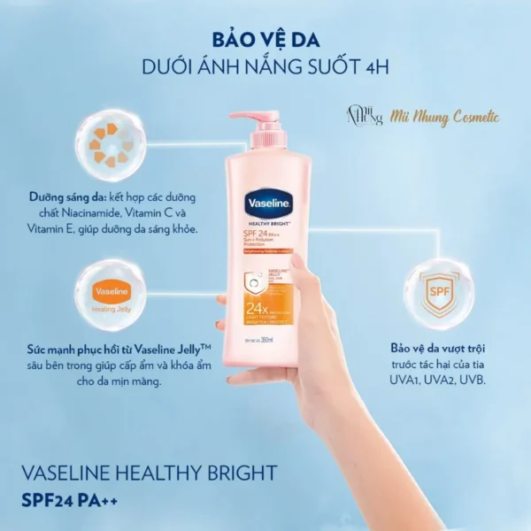 Sữa Dưỡng Thể Vaseline Chống Nắng Và Sáng Da 350ml (Mới)